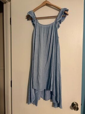 Tempo Paris Light Blue Ruffled Strap Mini Dress